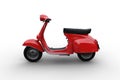 Side view 3D illustration of a red generic motor scooter isolated on a white background Royalty Free Stock Photo