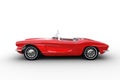 Side view 3D illustration of a retro convertible red roadster car isolated on a white background Royalty Free Stock Photo