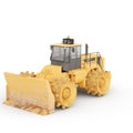 Side view of a 3D-rendered Caterpillar 836h landfill bulldozer model against a white background.