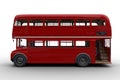Side View 3D Rendering Of A Vintage Red Double Decker London Bus Isolated On White