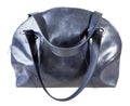 Side view of dark blue leather handbag isolated Royalty Free Stock Photo