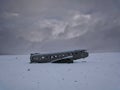 Side view of the DC-3 aircraft wreck in Iceland Royalty Free Stock Photo