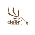 Side view deer head with horn logo design vector graphic symbol icon sign illustration creative idea Royalty Free Stock Photo