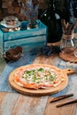 Italian pizza with salted salmon fish and cheese Royalty Free Stock Photo