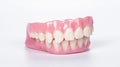 A side view of Dentures or false teeth isolate on a white background. Aesthetic Dentistry of denture. Generative Ai