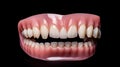 A side view of Dentures or false teeth isolate on a white background. Aesthetic Dentistry of denture. Generative Ai