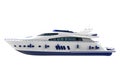 Side view - Detailed white and blue yacht