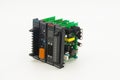 A side view details of programmable logic controller with multiple expansion modules Royalty Free Stock Photo