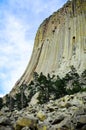 Side view of Devlis Tower National Monument in Wyoming. Portrait orientation Royalty Free Stock Photo