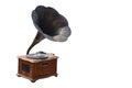 Side view Di cut Ancient Turntables on white background,copy spa