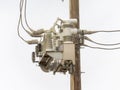 Side view of an electric three-phase overhead distribution switch.