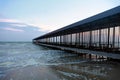 Empty simple covered pier of Koblevo in Ukraine Royalty Free Stock Photo