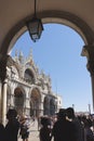 Side view facade facade of St. Mark& x27;s Basilica, Venice. Italy