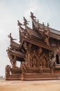 Side View Facade of Sanctuary of The Truth at Pattaya. Chonburi Province, Thailand