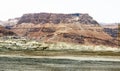 Side view of the famous rocky Masada mount, Israel