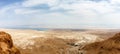 Side view of the famous rocky Masada mount, Israel
