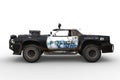 3D rendering of a post apocalyptic vehicle isolated on a white background