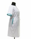 Side view of a female medical gown on a mannequin for clothes on a white background Royalty Free Stock Photo