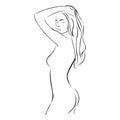 side view female sensual stylized half body contour