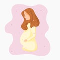 Side View Flat Style Pregnant Woman Vector Illustration