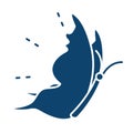 Side view flying butterfly animal silhouette icon