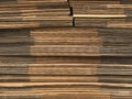 side view of folded brown paper box stack prepare for using. Royalty Free Stock Photo