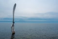 Side view of fork of Vevey, Lake Geneva on cloudy sky background