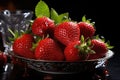 Side view of fresh mature strawberries on t Royalty Free Stock Photo