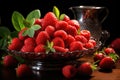 Side view of fresh mature strawberries on t Royalty Free Stock Photo