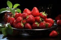 Side view of fresh mature strawberries on t Royalty Free Stock Photo