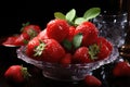 Side view of fresh mature strawberries on t Royalty Free Stock Photo