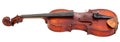 Side view of full size violin with wooden chinrest