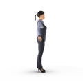 Side view Fullbody asian business woman isolated over a white. 3D illustration Royalty Free Stock Photo