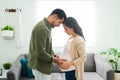 Caring husband caressing the belly of a pregnant woman Royalty Free Stock Photo