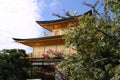 Side view of Golden Zen Temple Kinkakujicho, Kita Ward, Kyoto, Japan