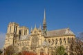 Side view on Notre Dame cathedral, Paris, France Royalty Free Stock Photo