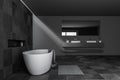 Side view of gray bathroom, tub and sink Royalty Free Stock Photo