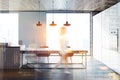 Side view gray panoramic kitchen dining room blur Royalty Free Stock Photo