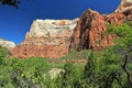 Zion National Park with Virgin River Canyon and Great White Throne, Southwest Desert Landscape, Utah Royalty Free Stock Photo