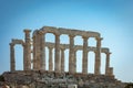 side view of the Greek temple of Poseidon in Cape Sounion , Greece Royalty Free Stock Photo