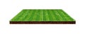 Side view of Green soccer field on brown ground. Royalty Free Stock Photo