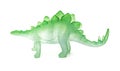 Side view green stegosaurus toy onwhite Royalty Free Stock Photo