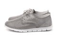 Side view of grey leather sport shoes Royalty Free Stock Photo