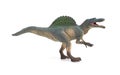 Side view grey spinosaurus toy on white background