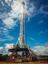 Side view from the ground of an oil drilling drill in Venezuela