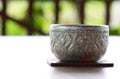 Hand craft silver bowl for drinking water Royalty Free Stock Photo