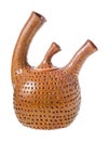 Side view of handcrafted ceramic teapot isolated