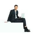 Side view of a handsome young business man Royalty Free Stock Photo