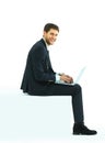 Side view of a handsome young business man Royalty Free Stock Photo