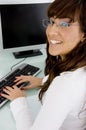 Side view of happy female accountant Royalty Free Stock Photo